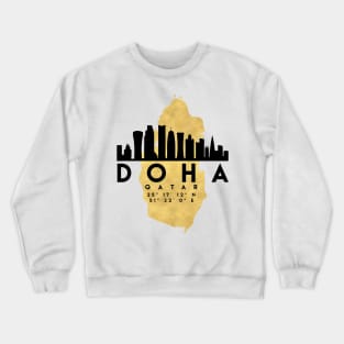 Doha Qatar Skyline Map Art Crewneck Sweatshirt